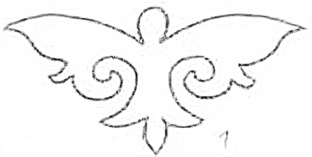 Раскраска Қошқар мүйіз оюмен канат тәрізді өрнек