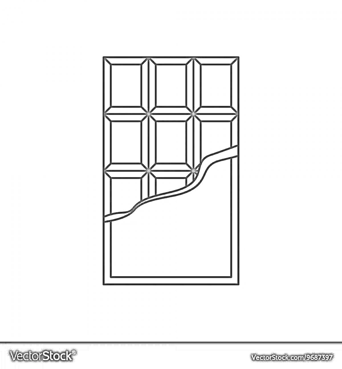 Раскраска Плитка шоколада с отломленным углом