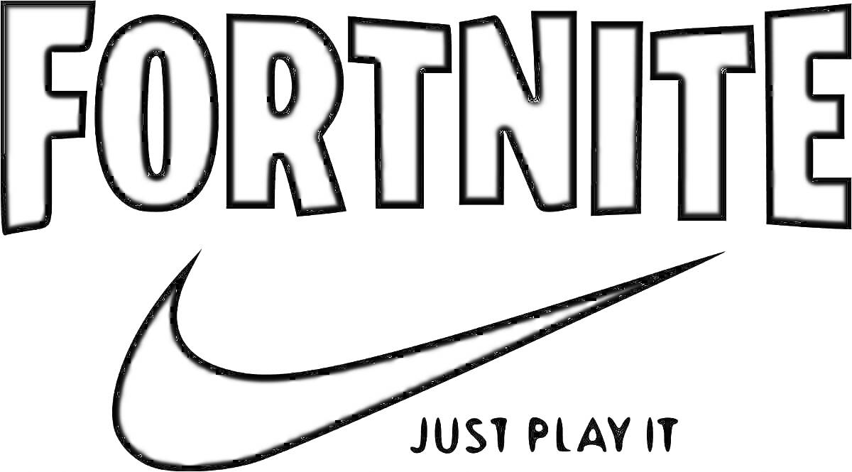 Раскраска FORTNITE, логотип Nike, надпись 