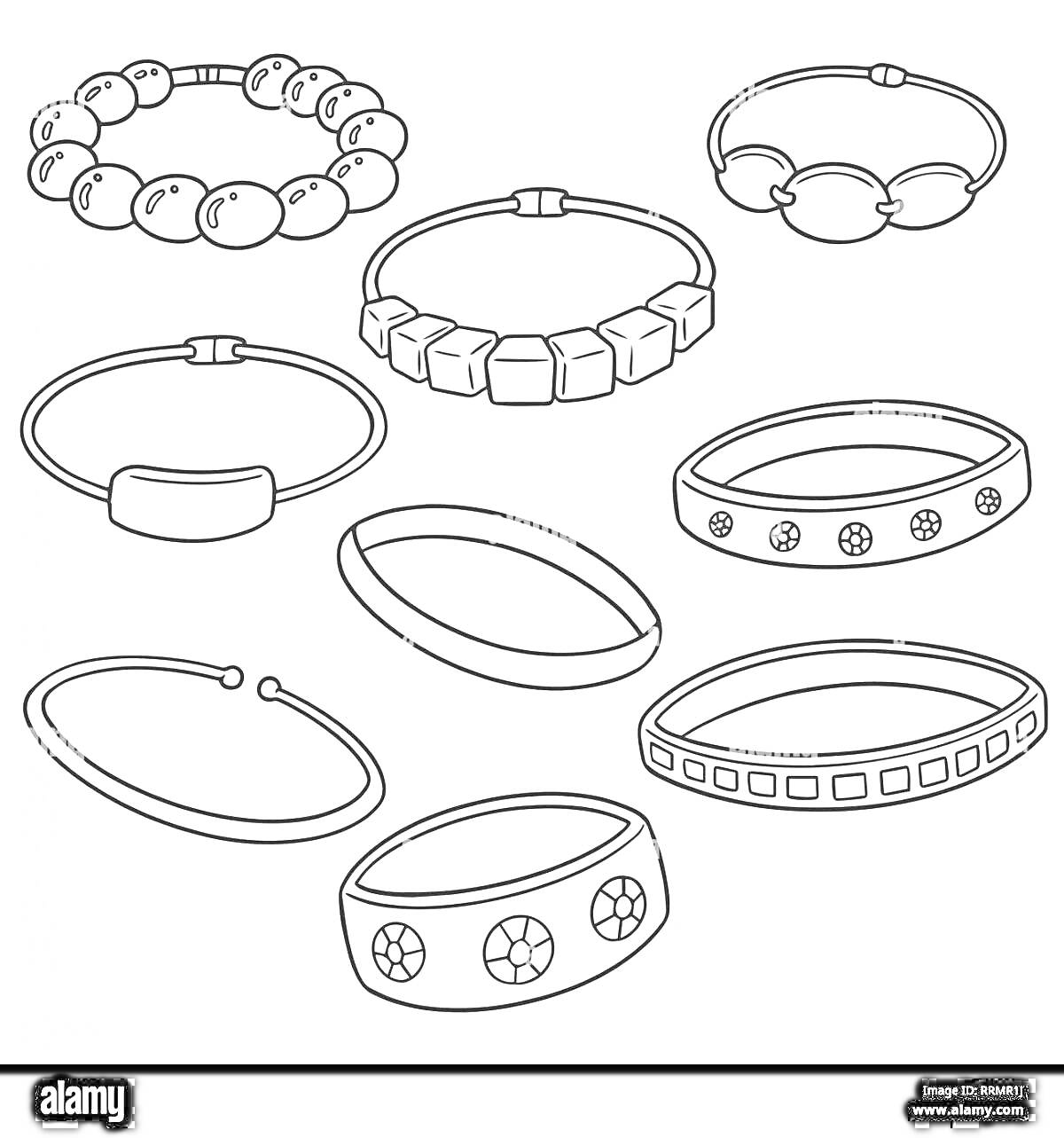 На раскраске изображено: Украшения, Узоры, Бусины, Звезды, Прямоугольники, Круги, Дизайн, Браслет, Кольцо, Аксессуар