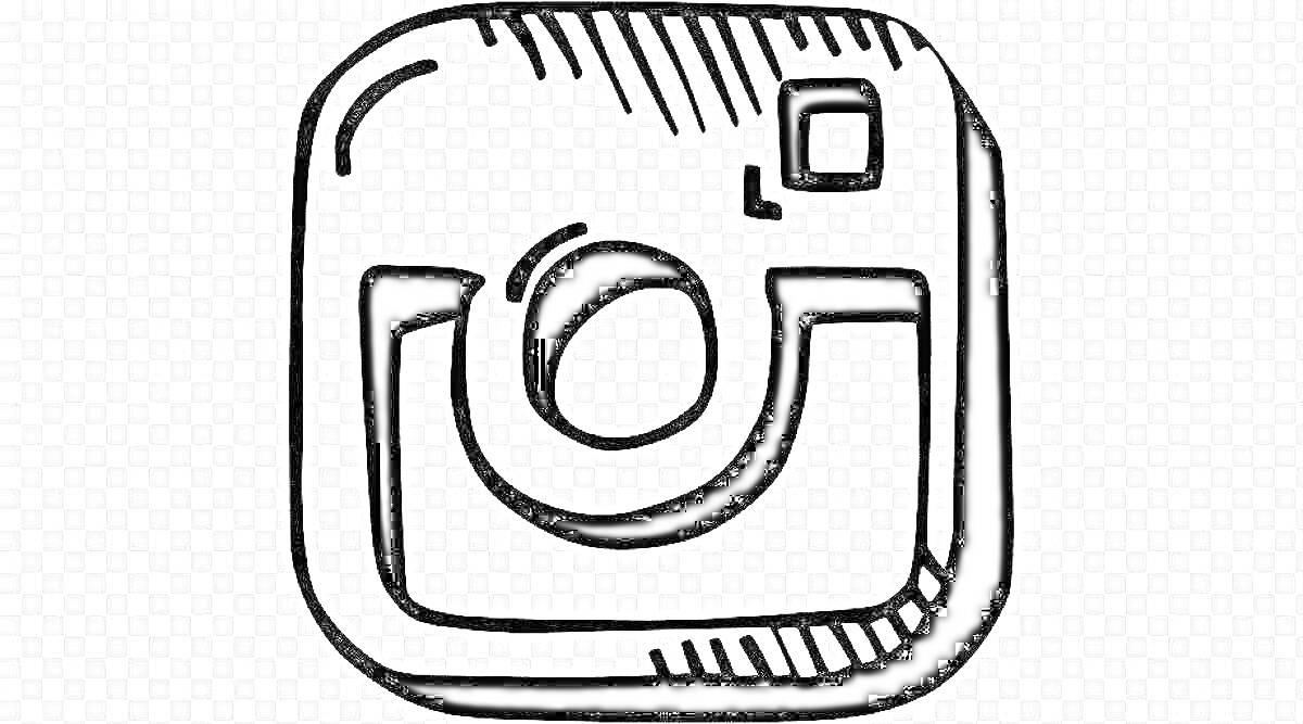 Раскраска логотип социального фотосервиса чёрно-белый