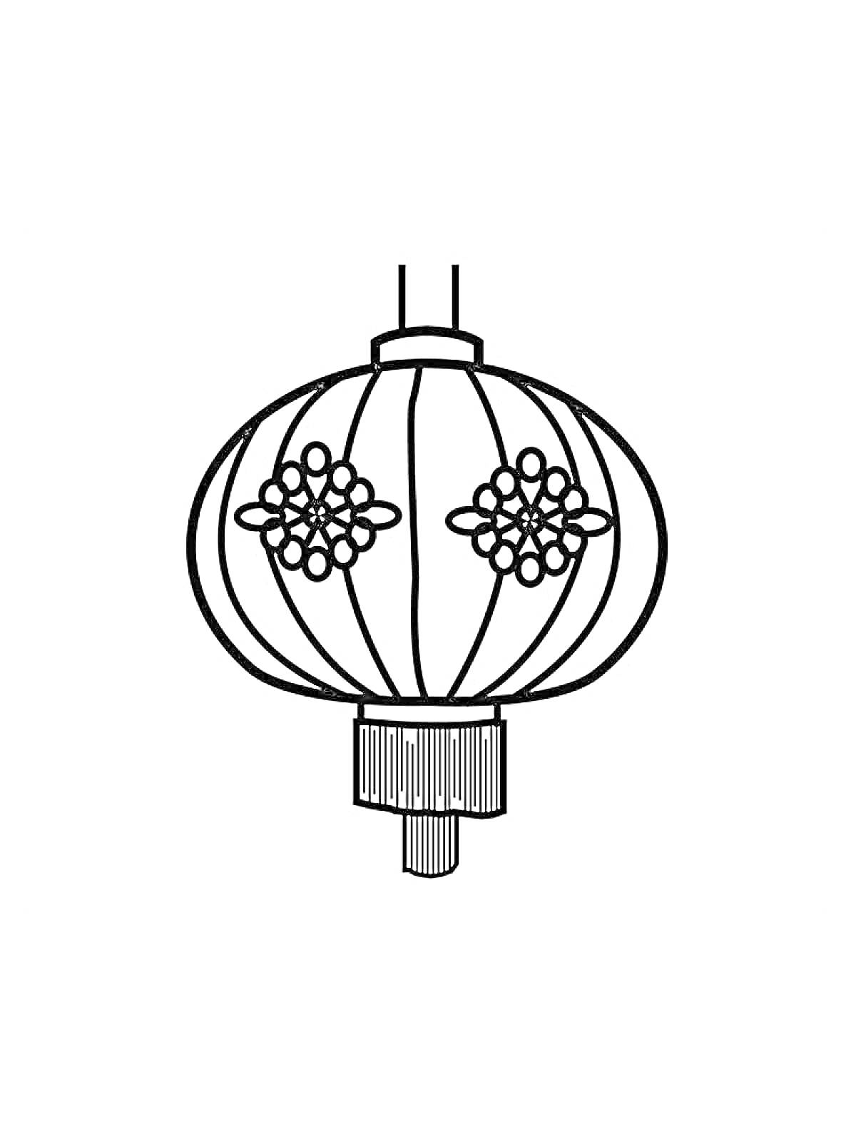 Раскраска Китайский бумажный фонарь с декоративными узорами