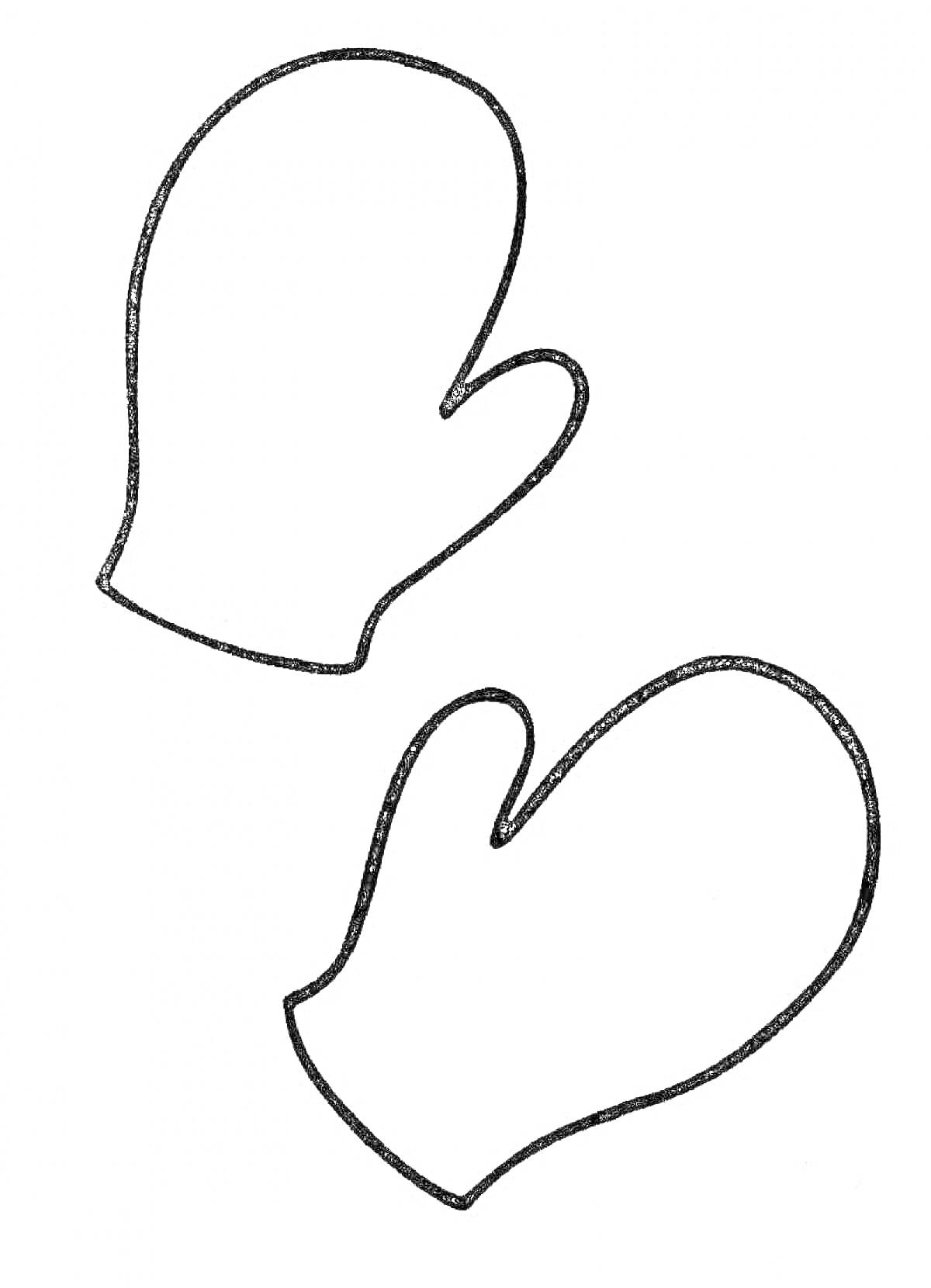 Раскраска Пара однотонных рукавиц