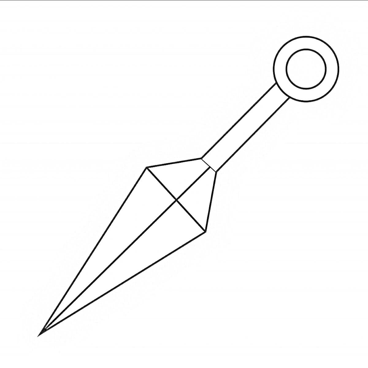 Раскраска Кунай с кольцом на рукоятке на однотонном фоне