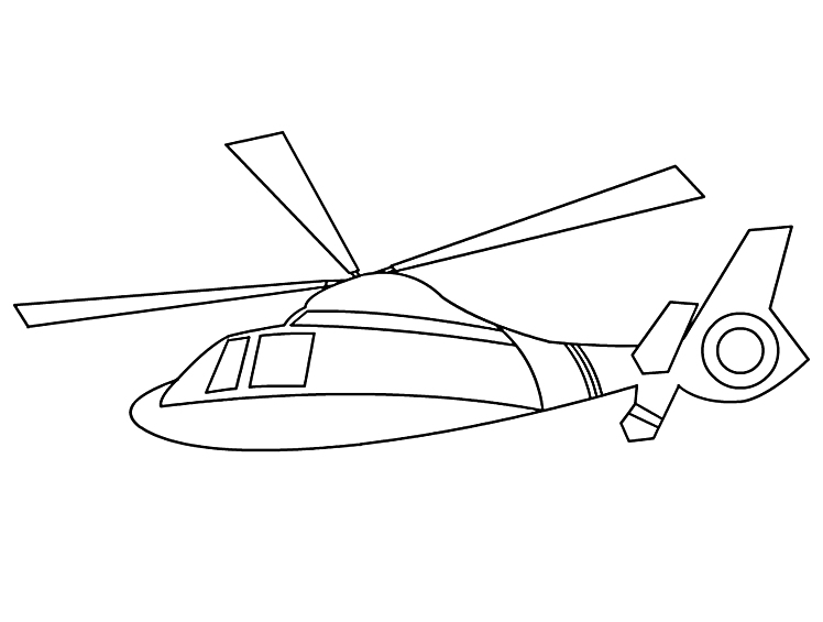 Раскраска Вертолет с хвостовым ротором, основным ротором и кабиной