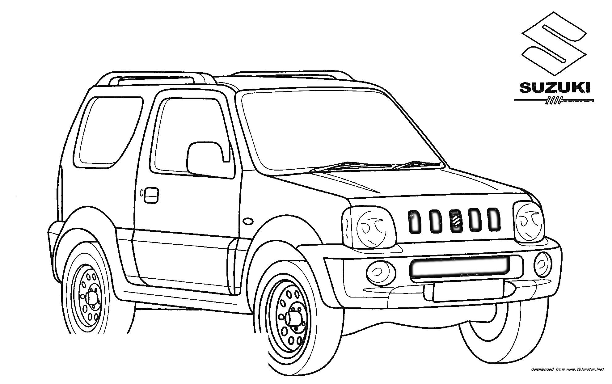 Раскраска Suzuki внедорожник с логотипом