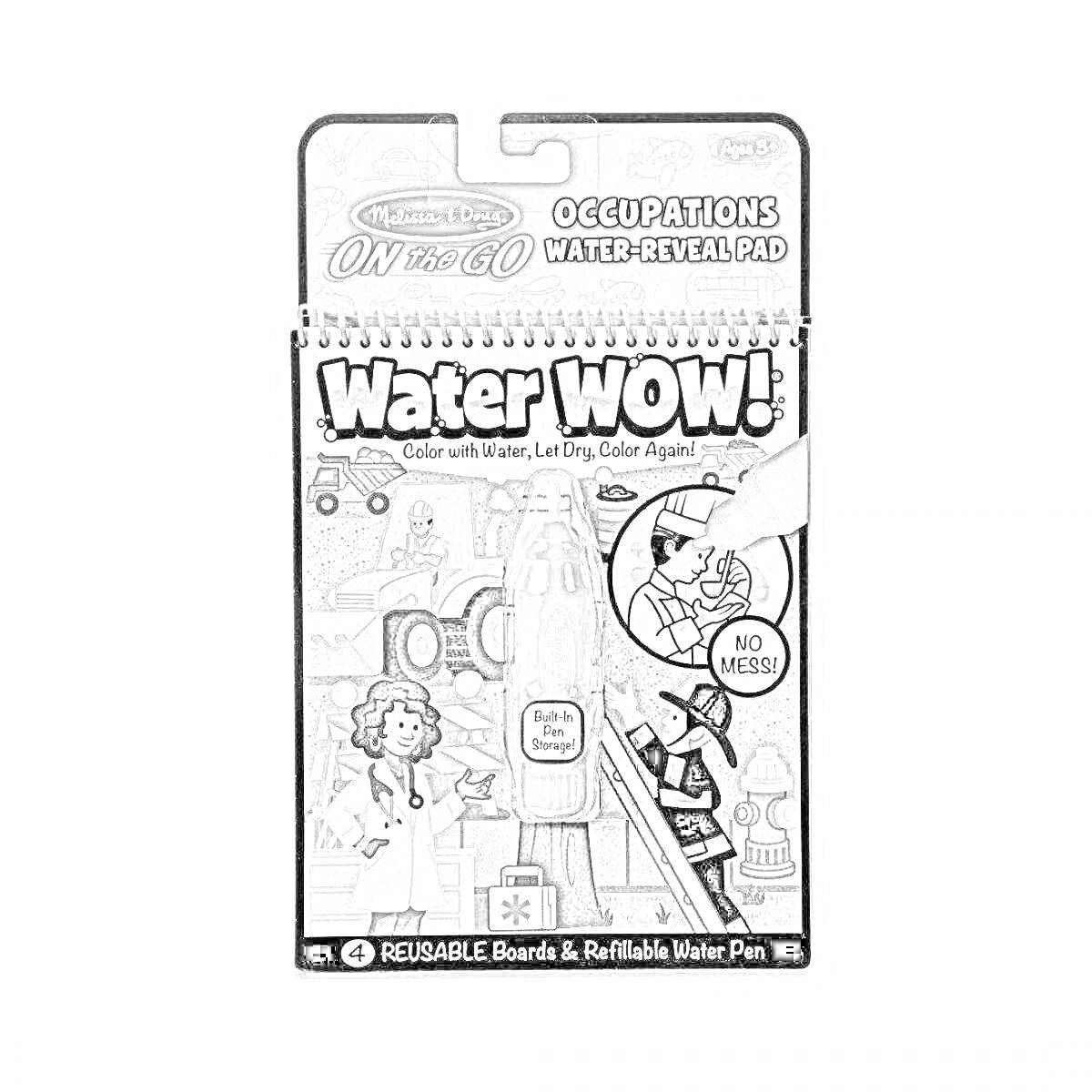 Раскраска Раскраска Water WOW! на тему профессий от Melissa & Doug с многоразовыми карточками и ручкой для воды