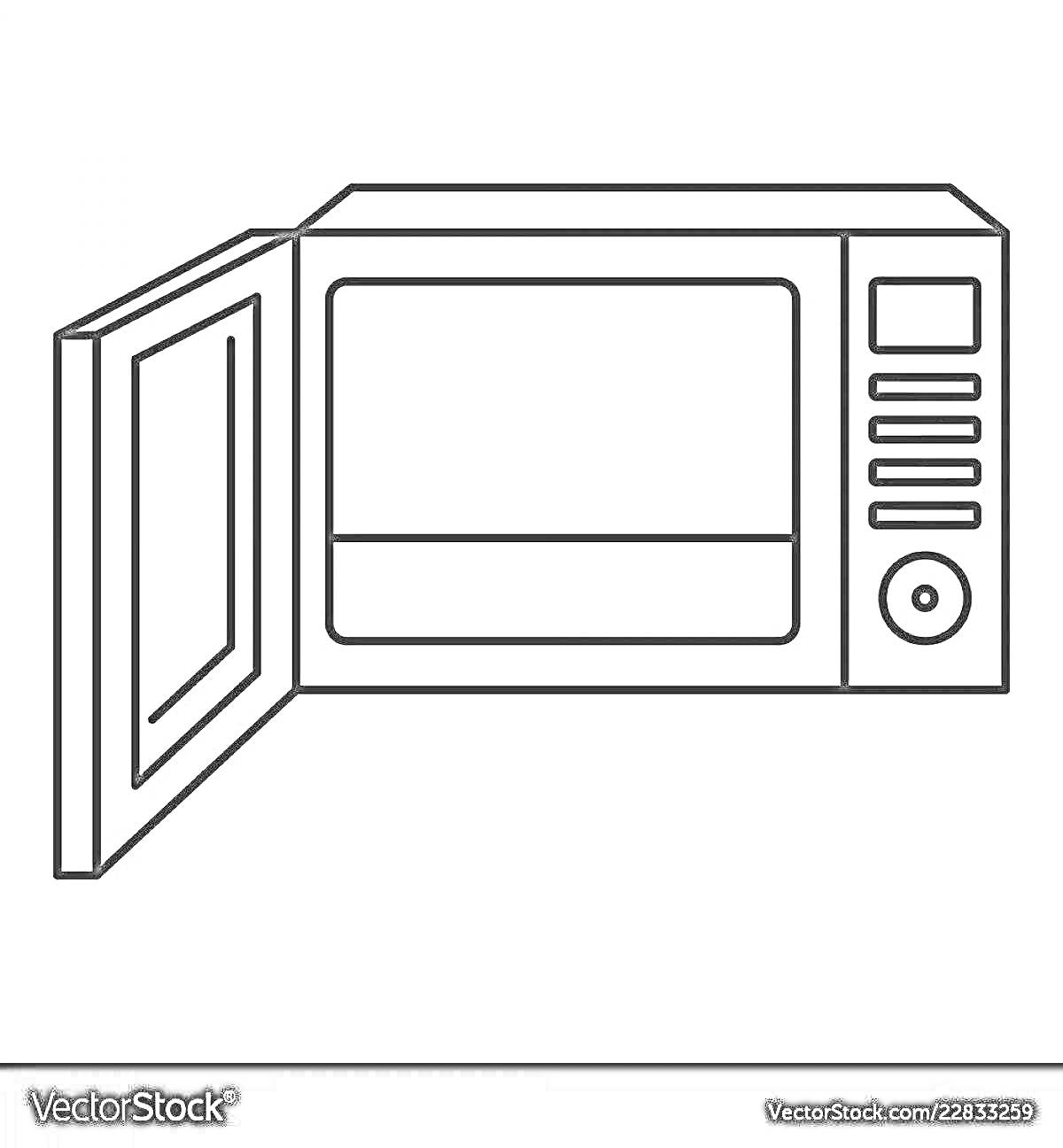Раскраска микроволновка с открытой дверцей