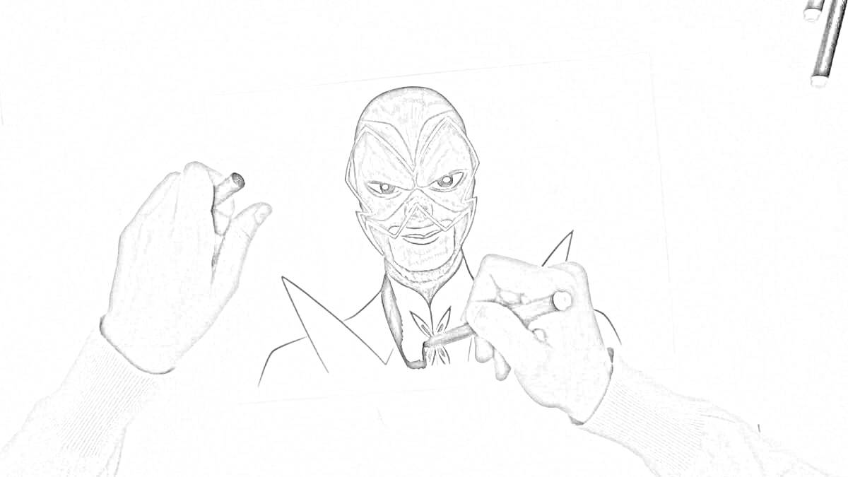 Раскраска Бражник из мультфильма «Леди Баг и Супер-Кот», рисунок персонажа, рисование маркером