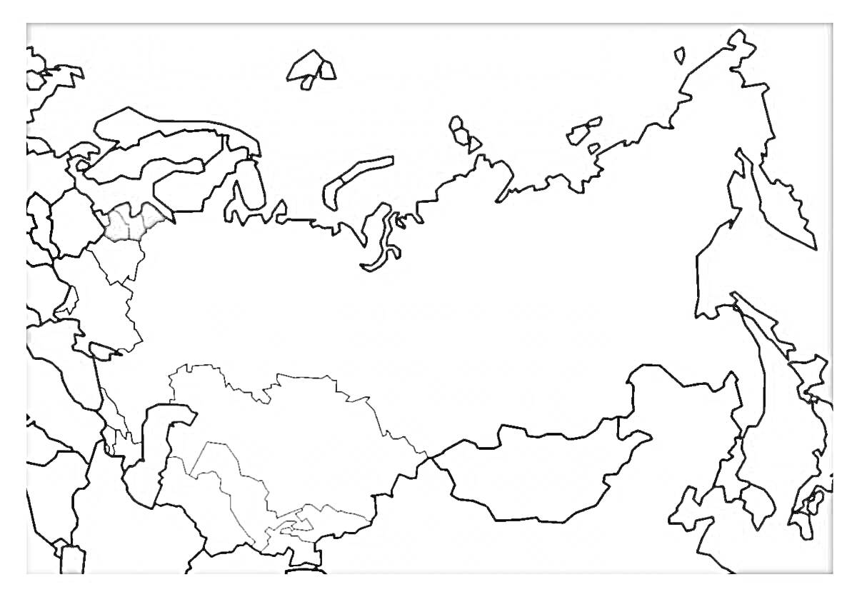 Контурная карта СССР с границами соседних государств
