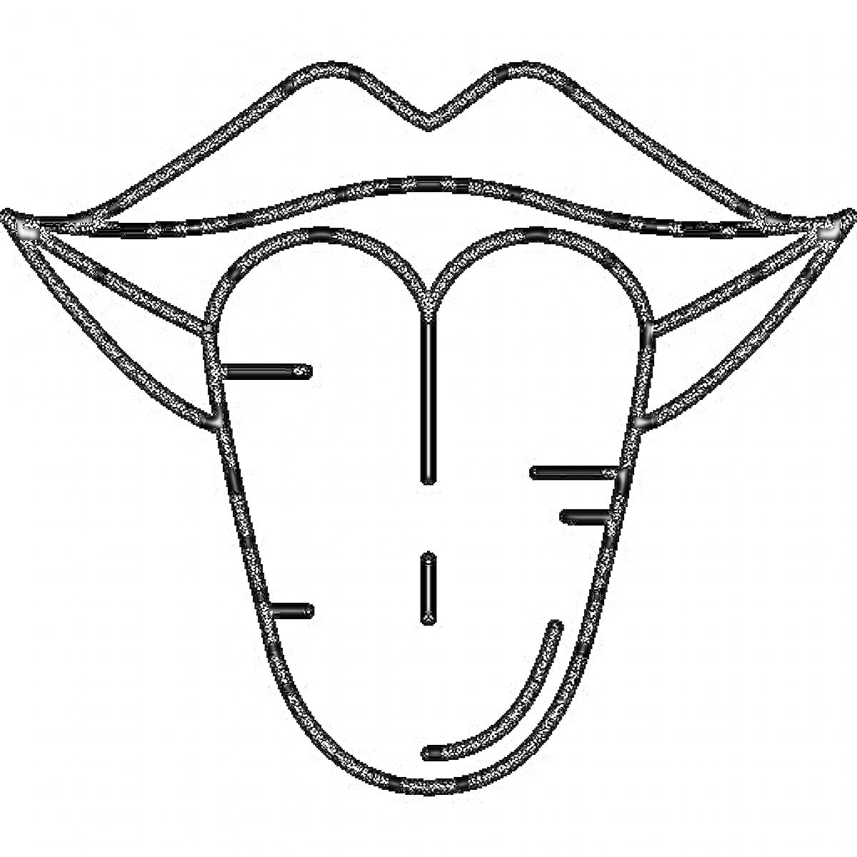 Раскраска губы и язык с узорами