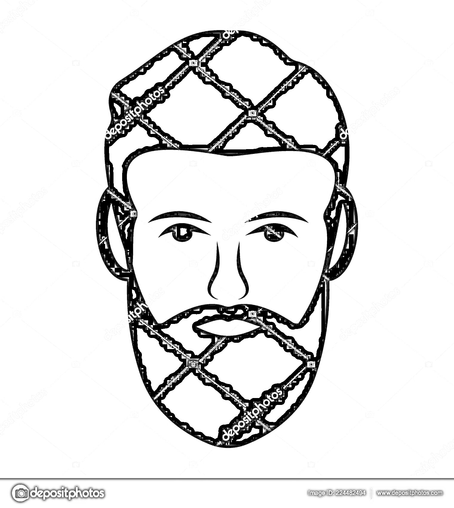 На раскраске изображено: Борода, Лицо, Мужчина, Иллюстрация, Волосы