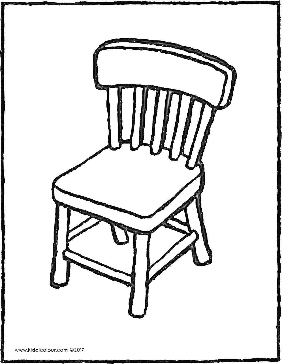 Раскраска Детский стул со спинкой и четырьмя ножками