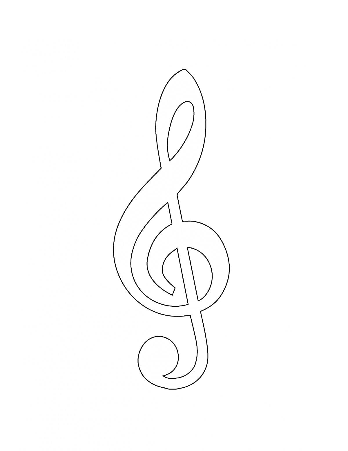 На раскраске изображено: Скрипичный ключ, Ноты, Музыка, Музыкальные символы, Нотный стан
