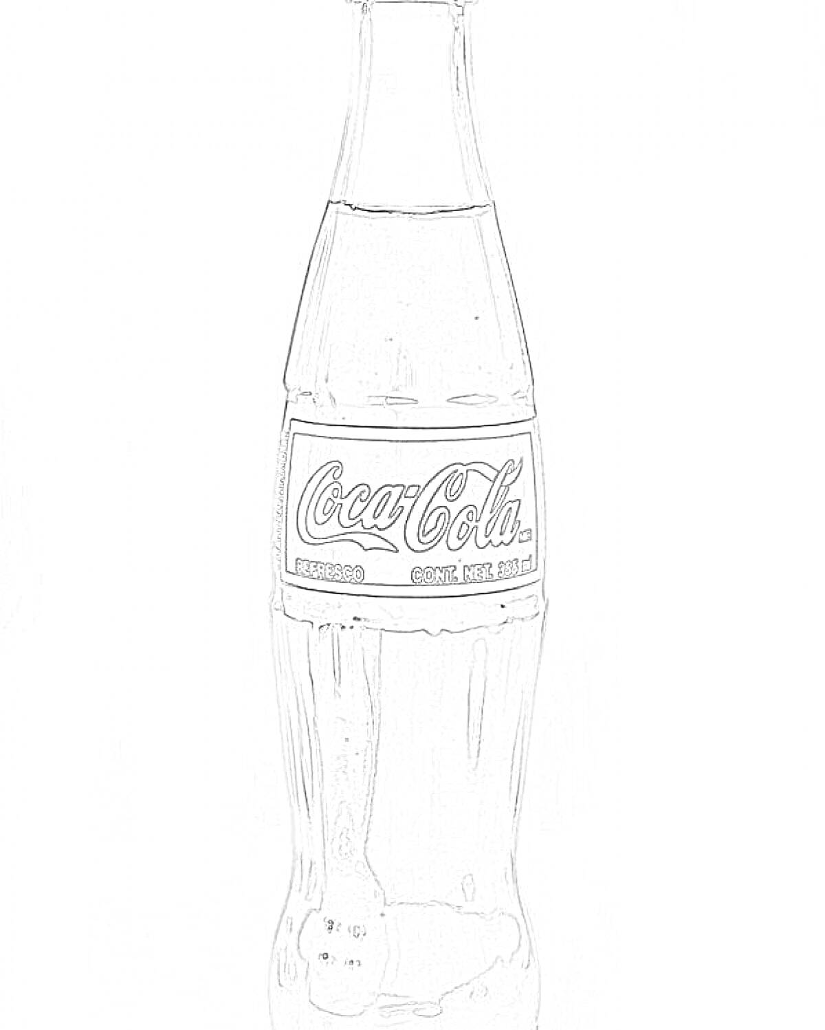 Раскраска Бутылка газировки Coca-Cola