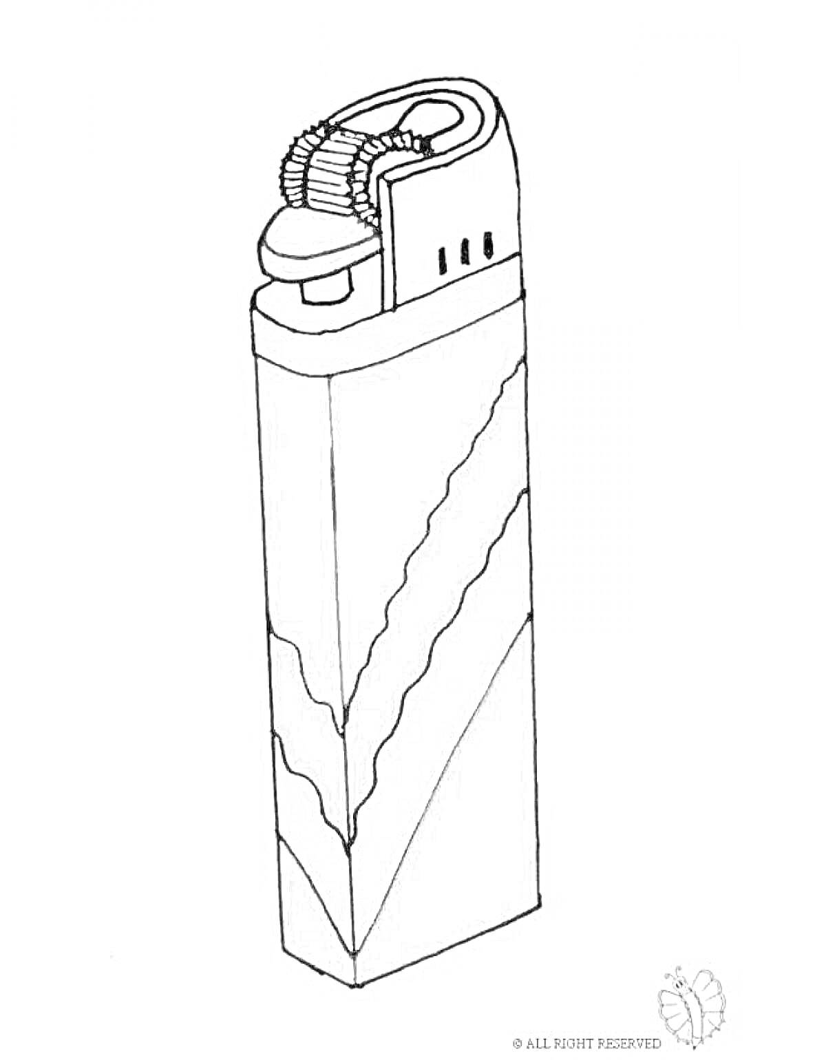 Раскраска Зажигалка с волнистыми узорами и металлическим верхом