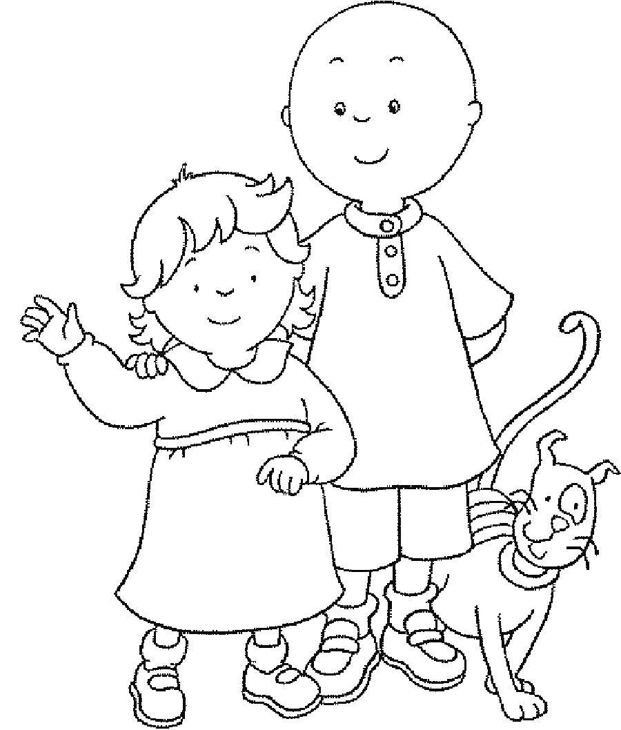 Раскраска Каю, его сестра и их кот