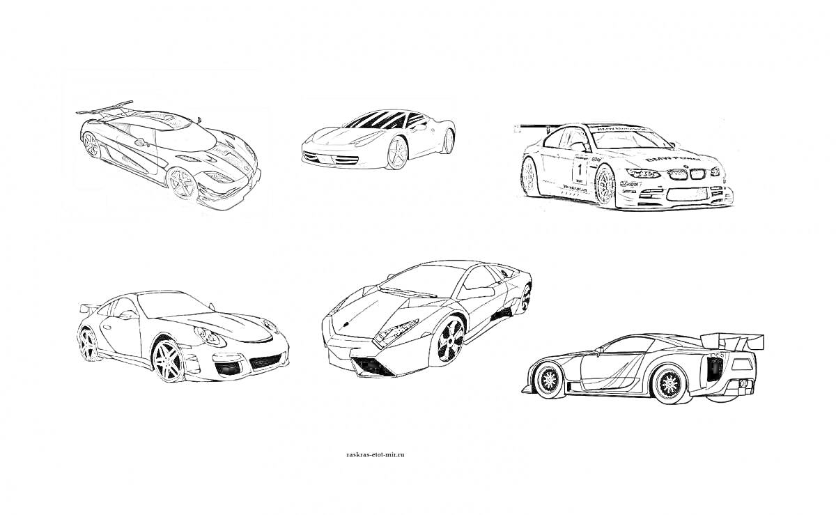 На раскраске изображено: Гоночные автомобили, Спорткары, Творчество, Контурные рисунки