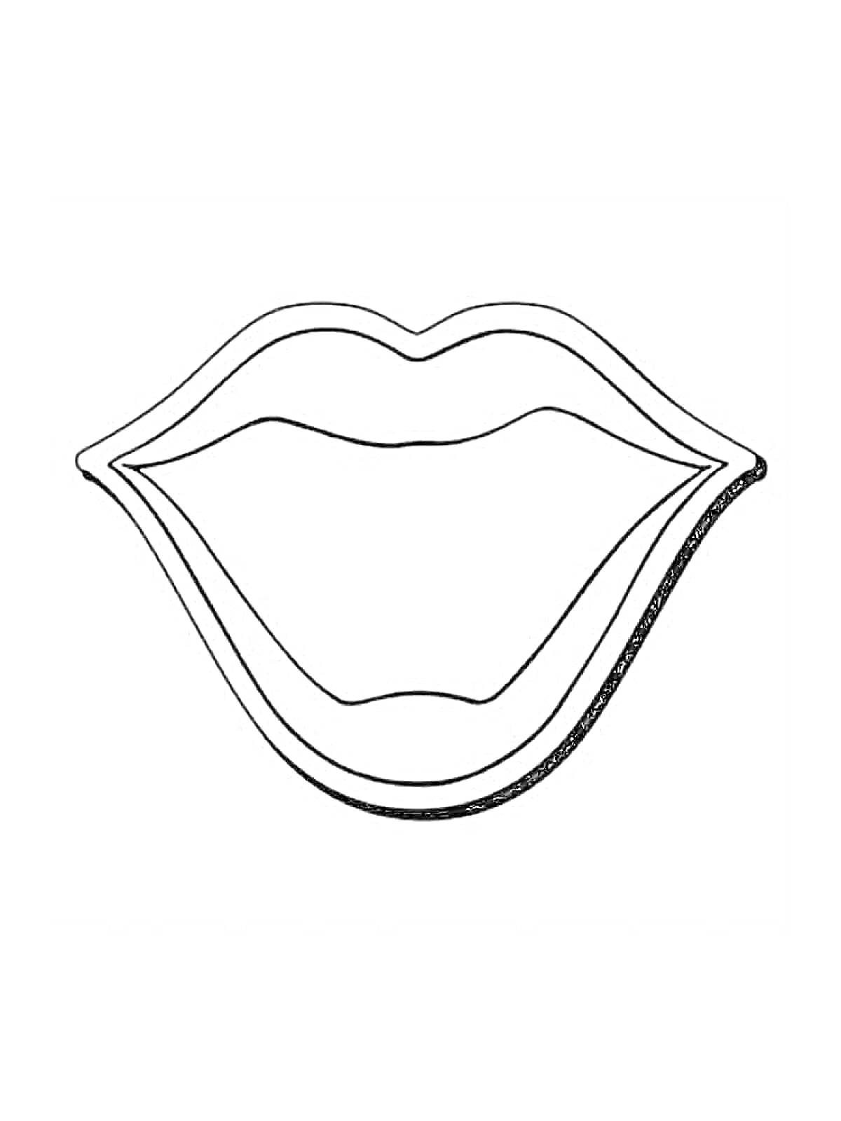 На раскраске изображено: Губы, Рот, Открытый рот, Линии, Контурные рисунки