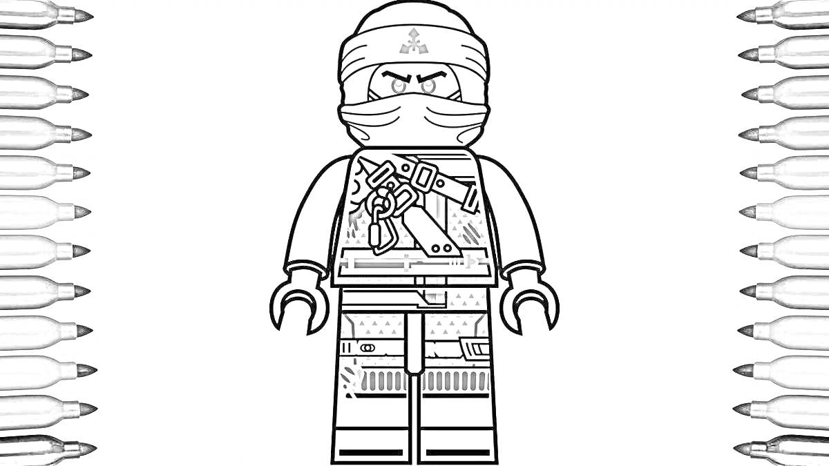 Раскраска Лего Ниндзяго 13 сезон - ниндзя в маске с мечом