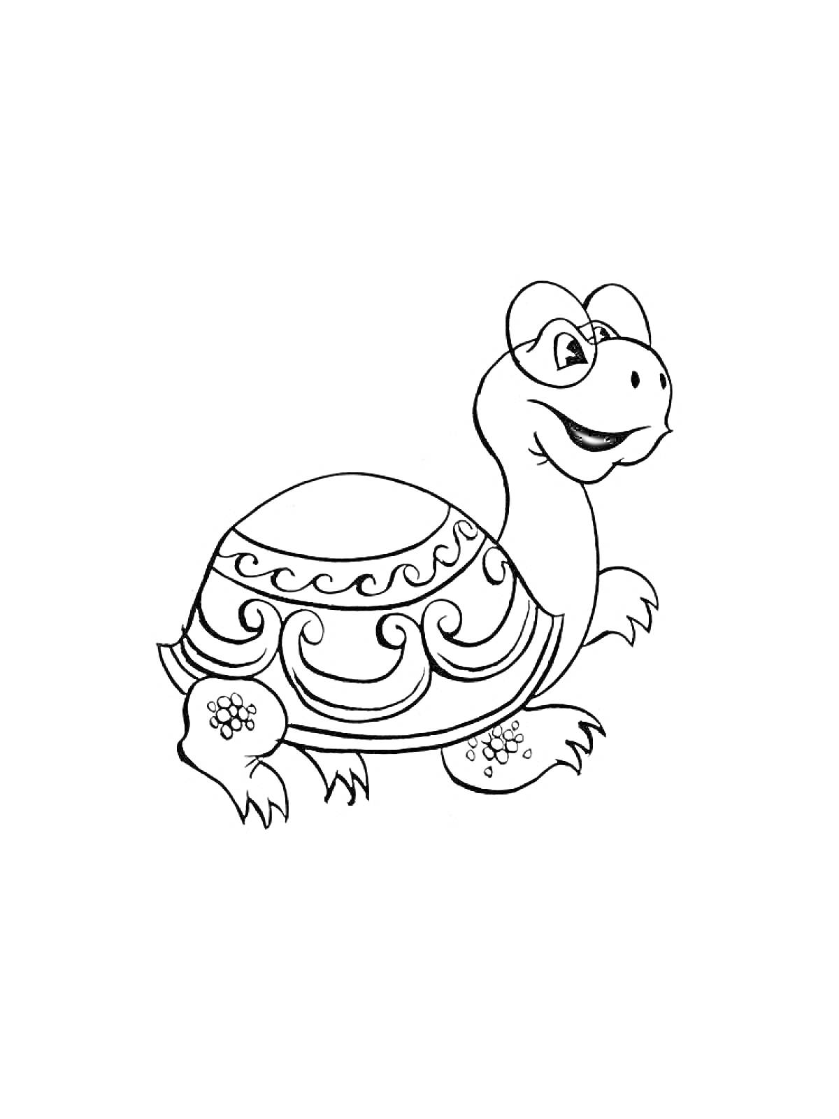 Раскраска Черепаха с узорчатым панцирем