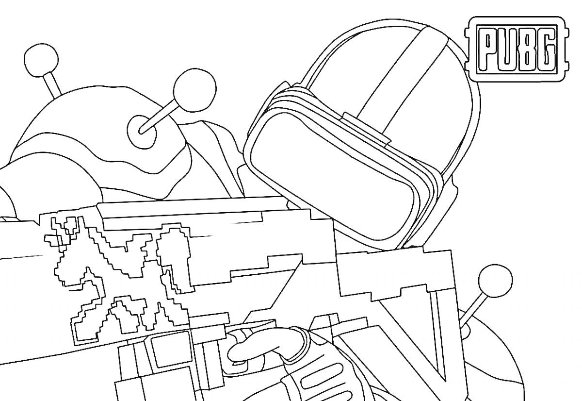 На раскраске изображено: Солдат, Автомат, Оружие, PUBG Mobile, Шутер, Игра