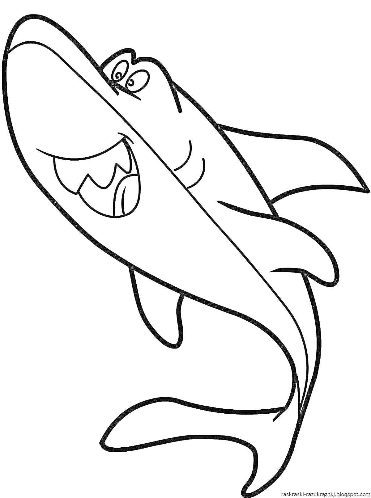 Раскраска Раскраска с улыбающимся акуленком