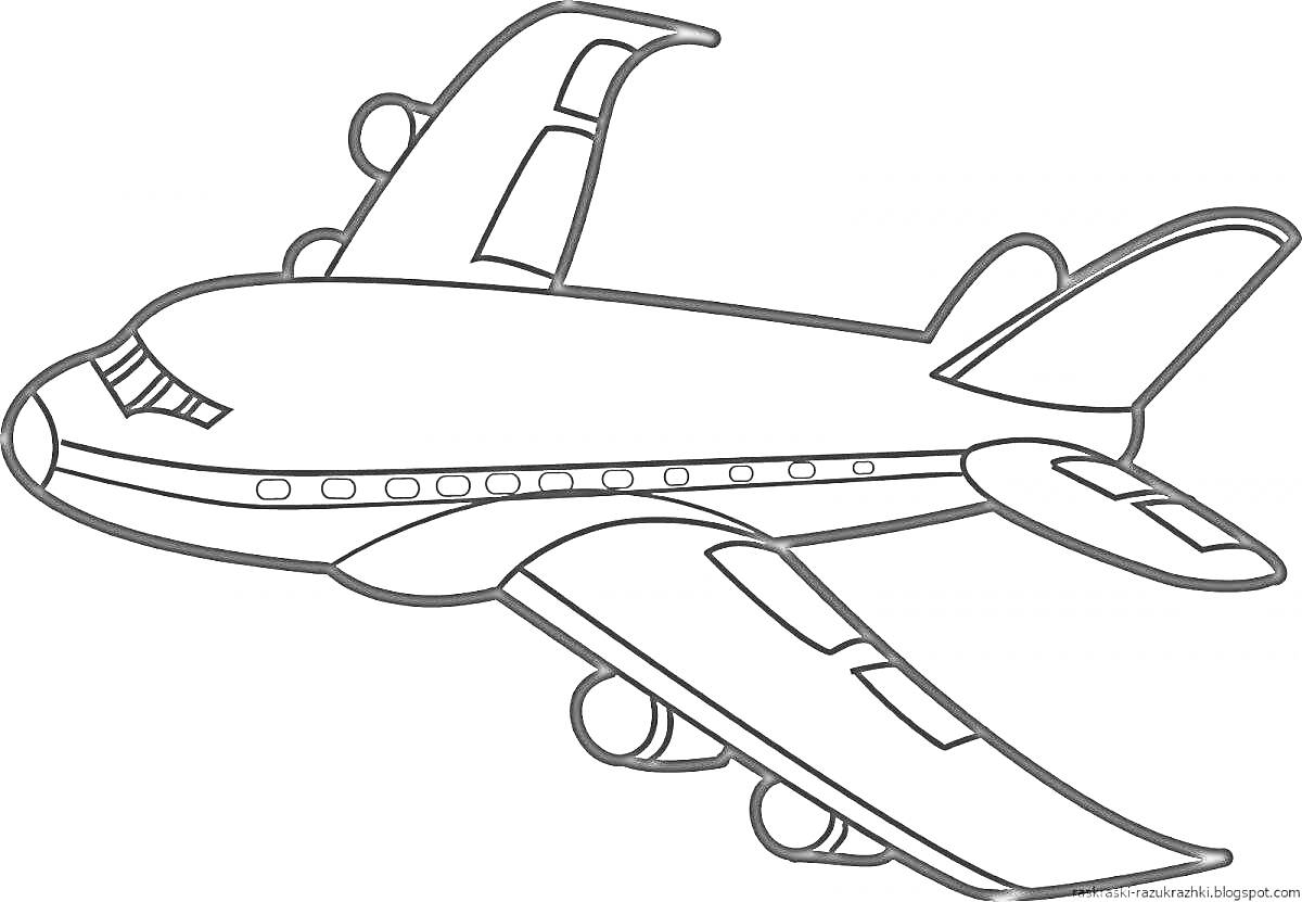 Самолет с иллюминаторами и турбинами