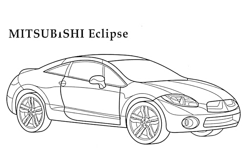 MITSUBISHI Eclipse, кузов автомобиля, боковая и передняя часть, фары, колеса
