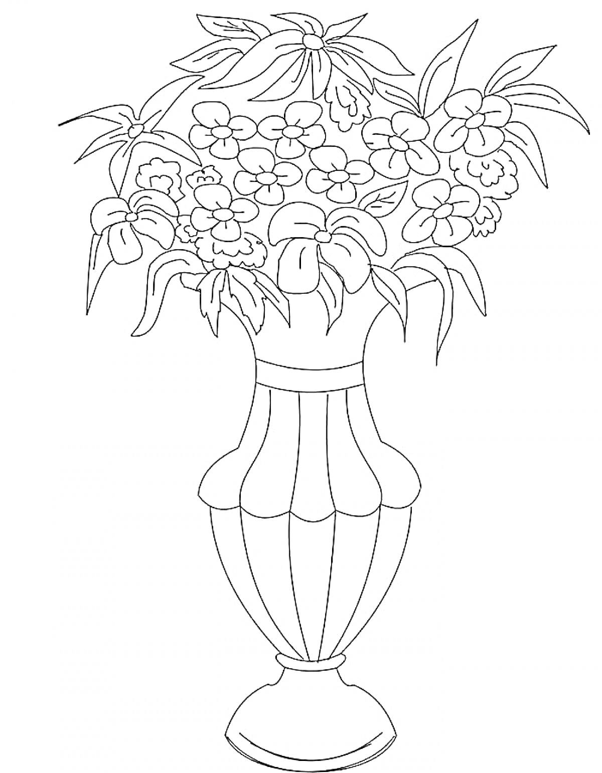 Раскраска Ваза с букетом цветов