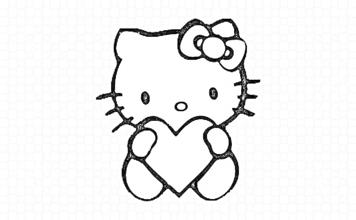 Раскраска Hello Kitty с бантом, держащая сердце