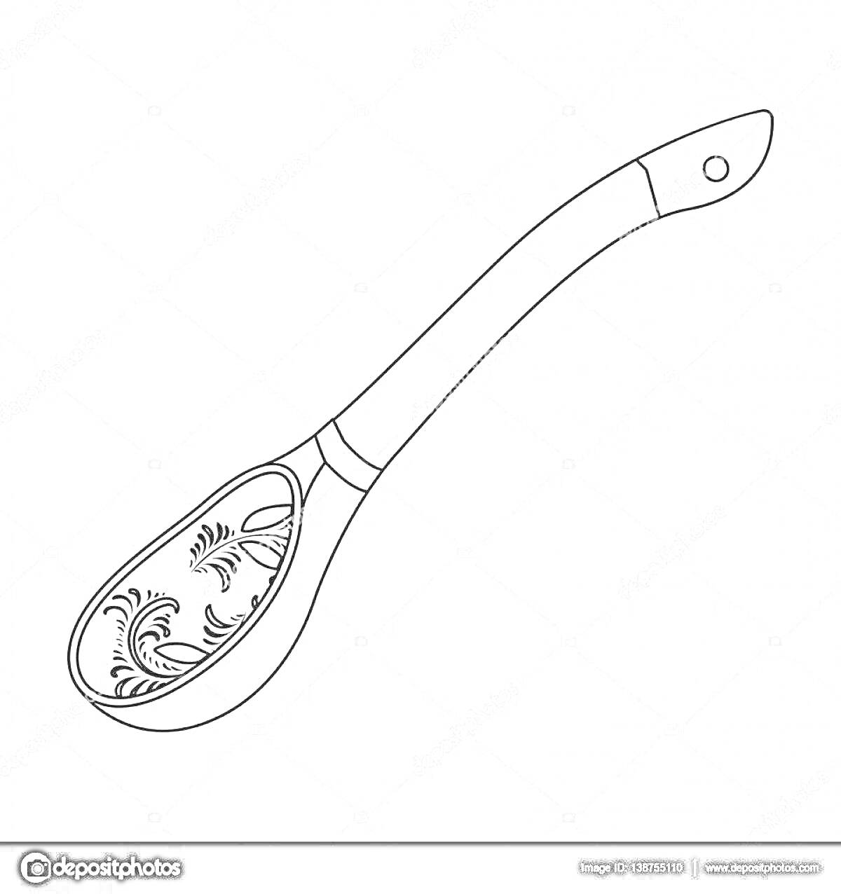 Раскраска Деревянная ложка с узорами