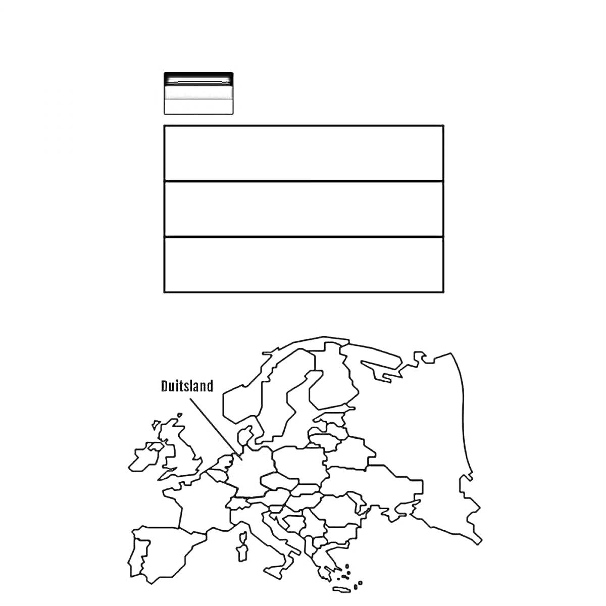 На раскраске изображено: Флаг Германии, Карта Европы, Германия, Обучение, География, Европа