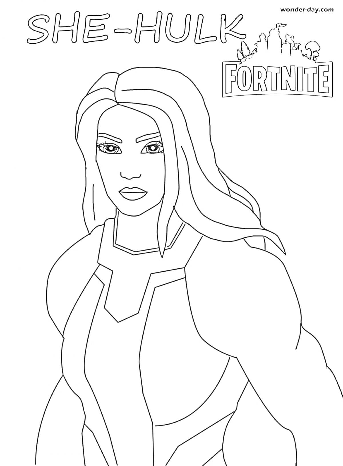 Раскраска She-Hulk из Fortnite