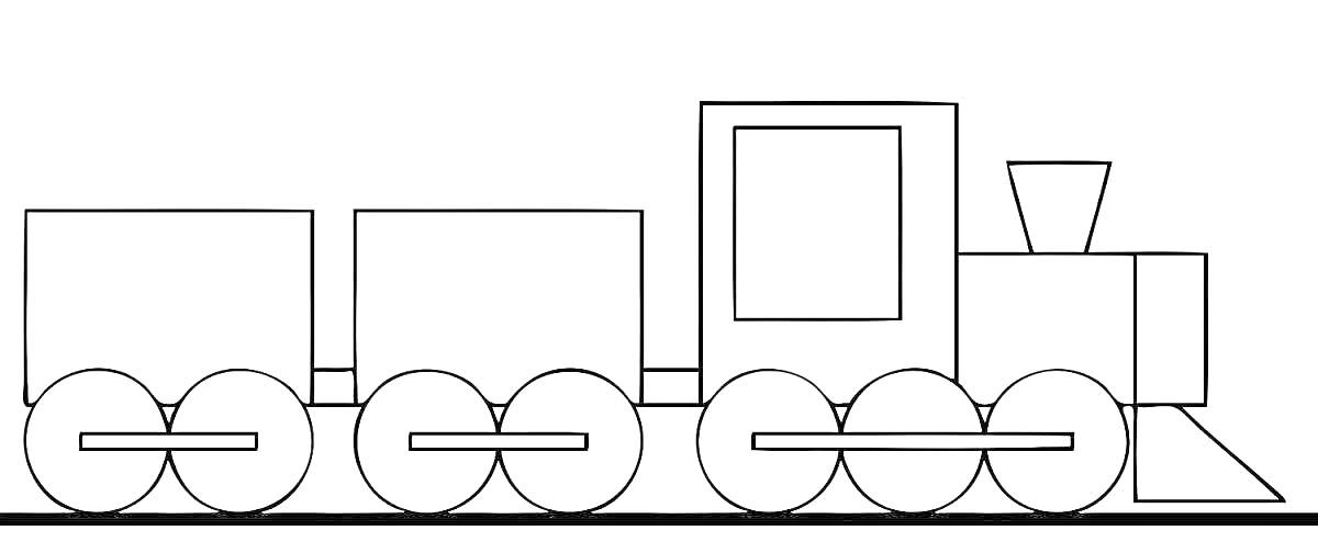 На раскраске изображено: Поезд, Вагоны, Топка, Паровоз, Транспорт
