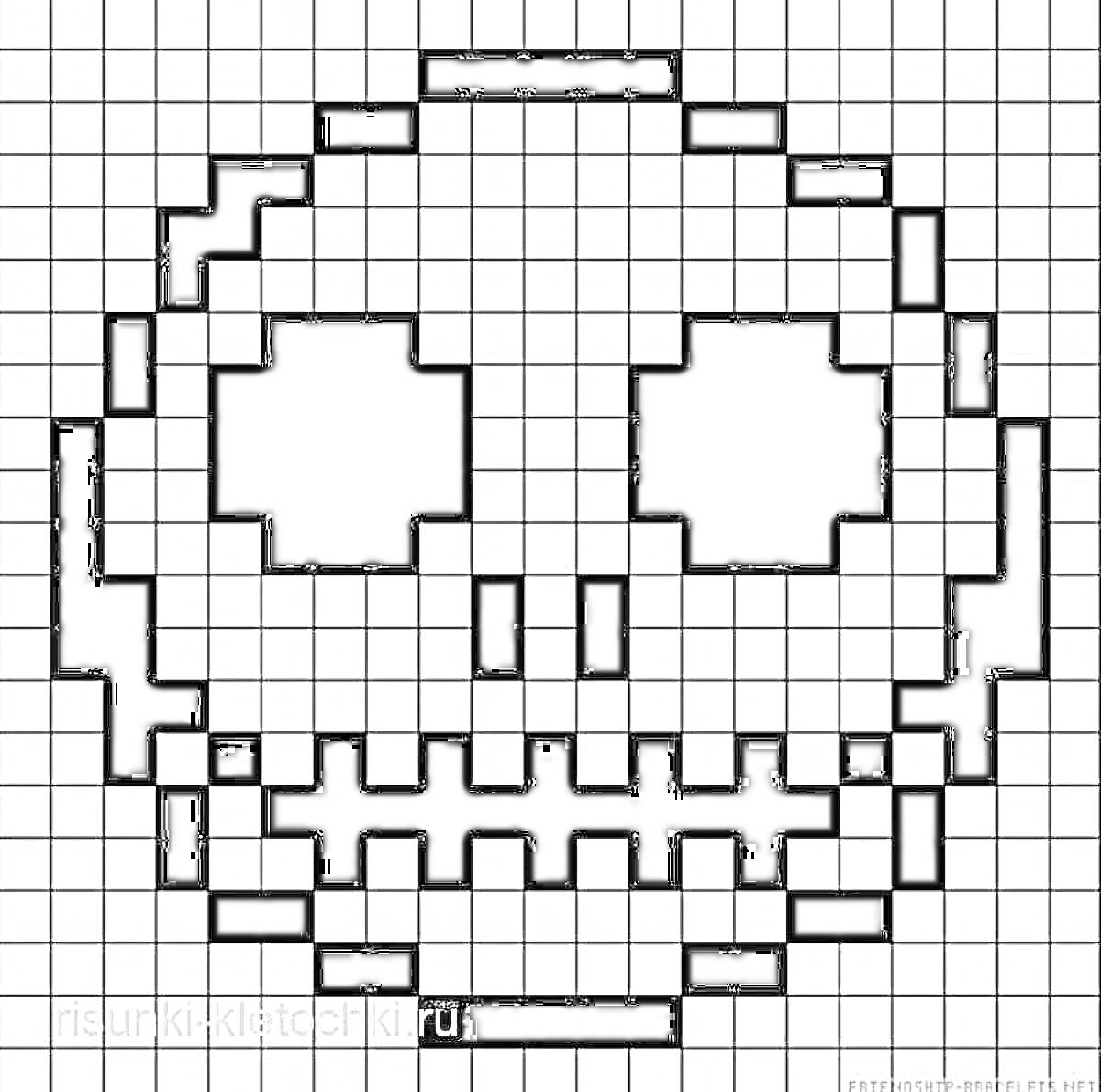 Раскраска Череп в пиксельном стиле