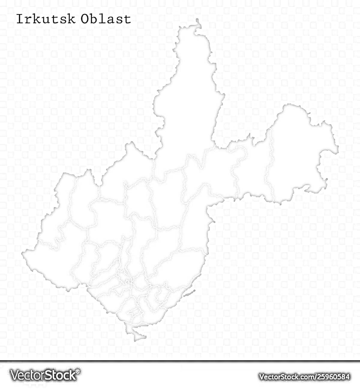 Раскраска Карта Иркутской области с обозначенными границами районов