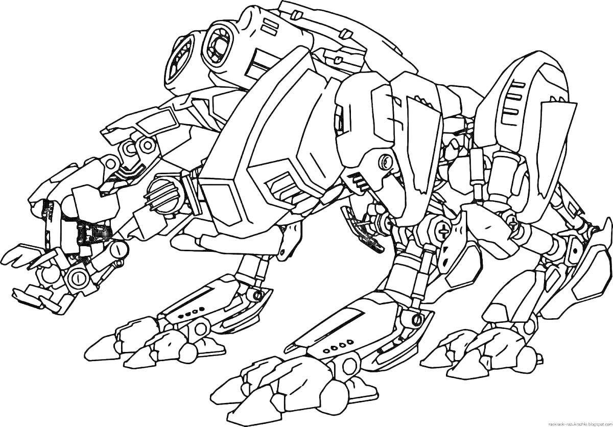 Раскраска Роботизированное животное с механическими когтями и лапами