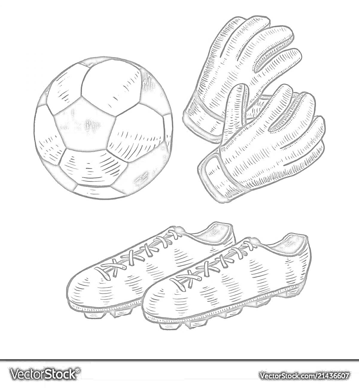 На раскраске изображено: Футбольный мяч, Спорт, Футбол, Экипировка
