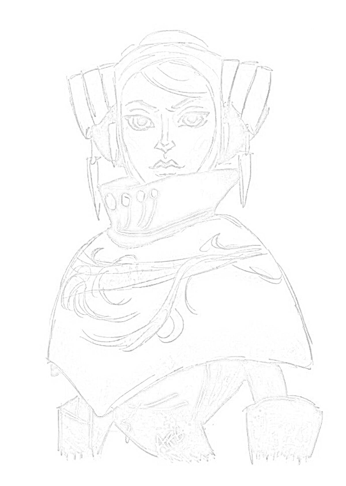 На раскраске изображено: Наушники, Накидка, Орнамент, Искусство, Графика