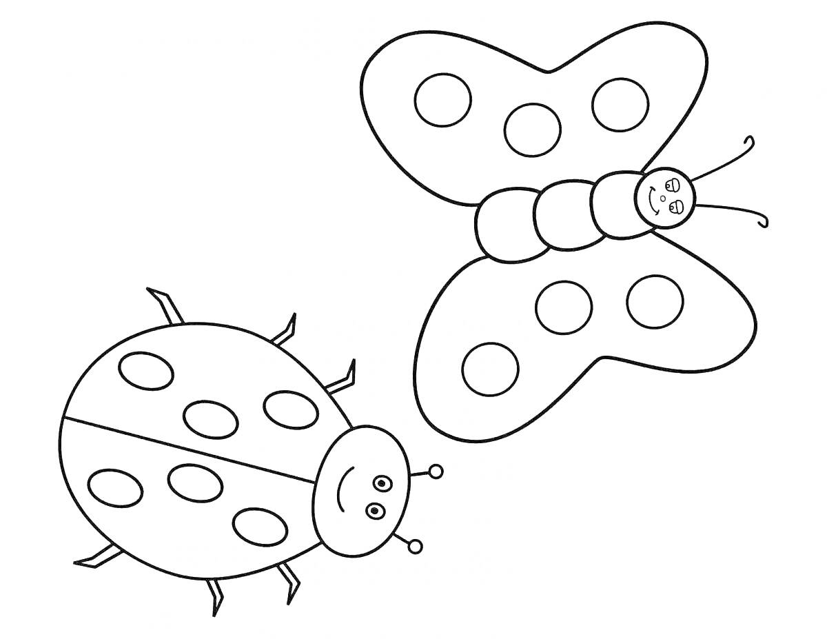 На раскраске изображено: Бабочка, Для детей, 3-4 года