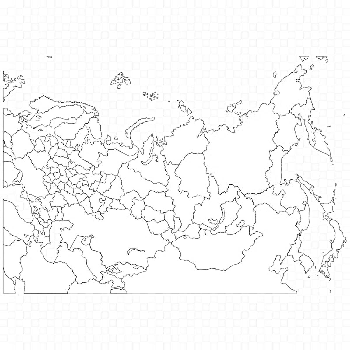Раскраска Карта СССР с выделенным в цвете Дальним Востоком и Восточной Сибирью