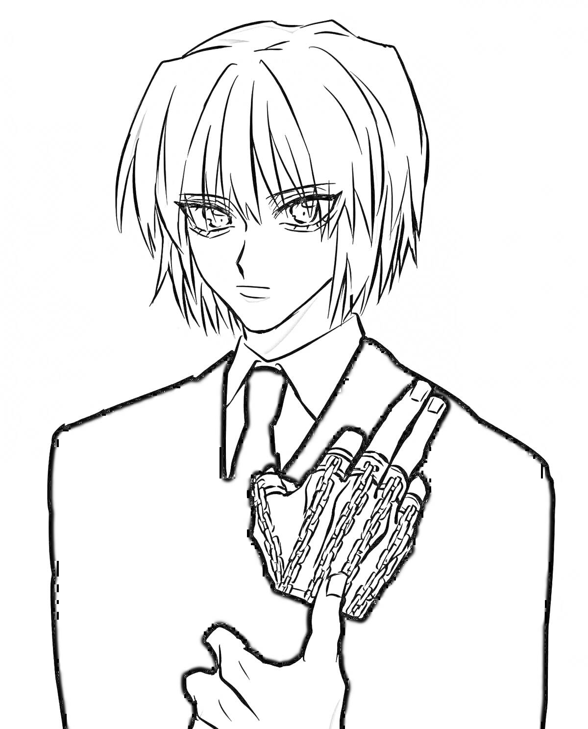 На раскраске изображено: Аниме, Костюм, Манга