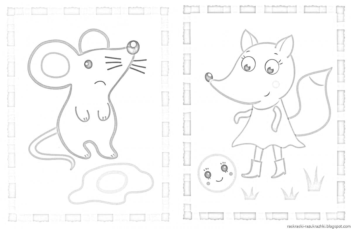 На раскраске изображено: Для детей, 3-4 года, Яичница, Лиса, Трава, Животные