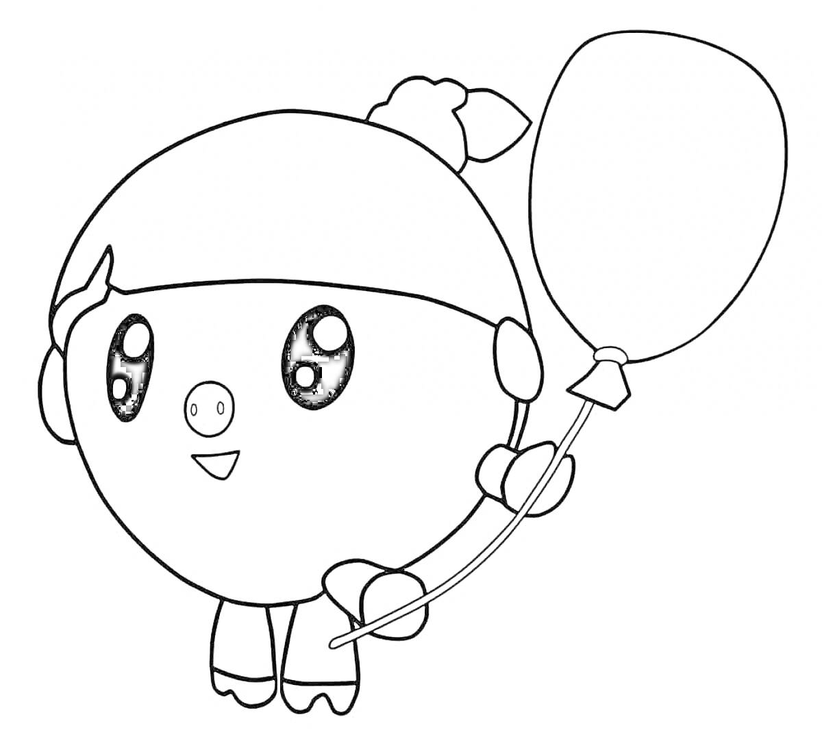 Раскраска Персонаж Малышарики с воздушным шариком