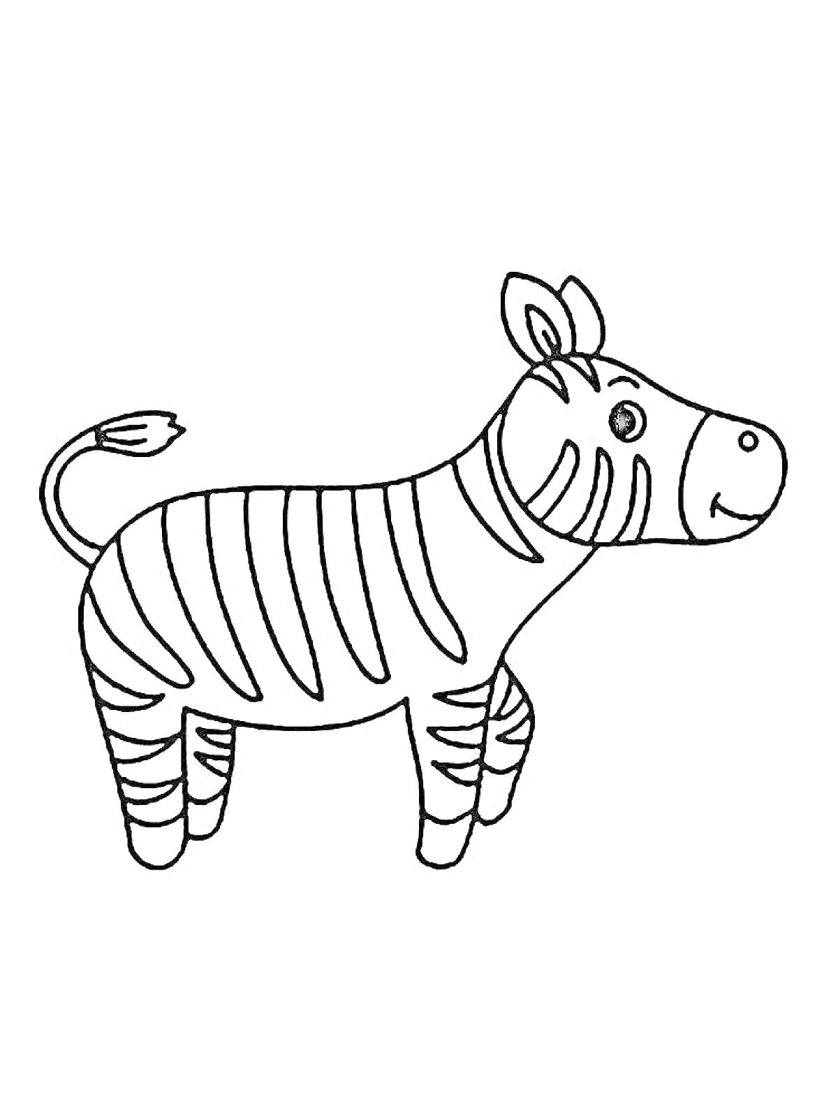 Раскраска Детская раскраска зебры с полосками