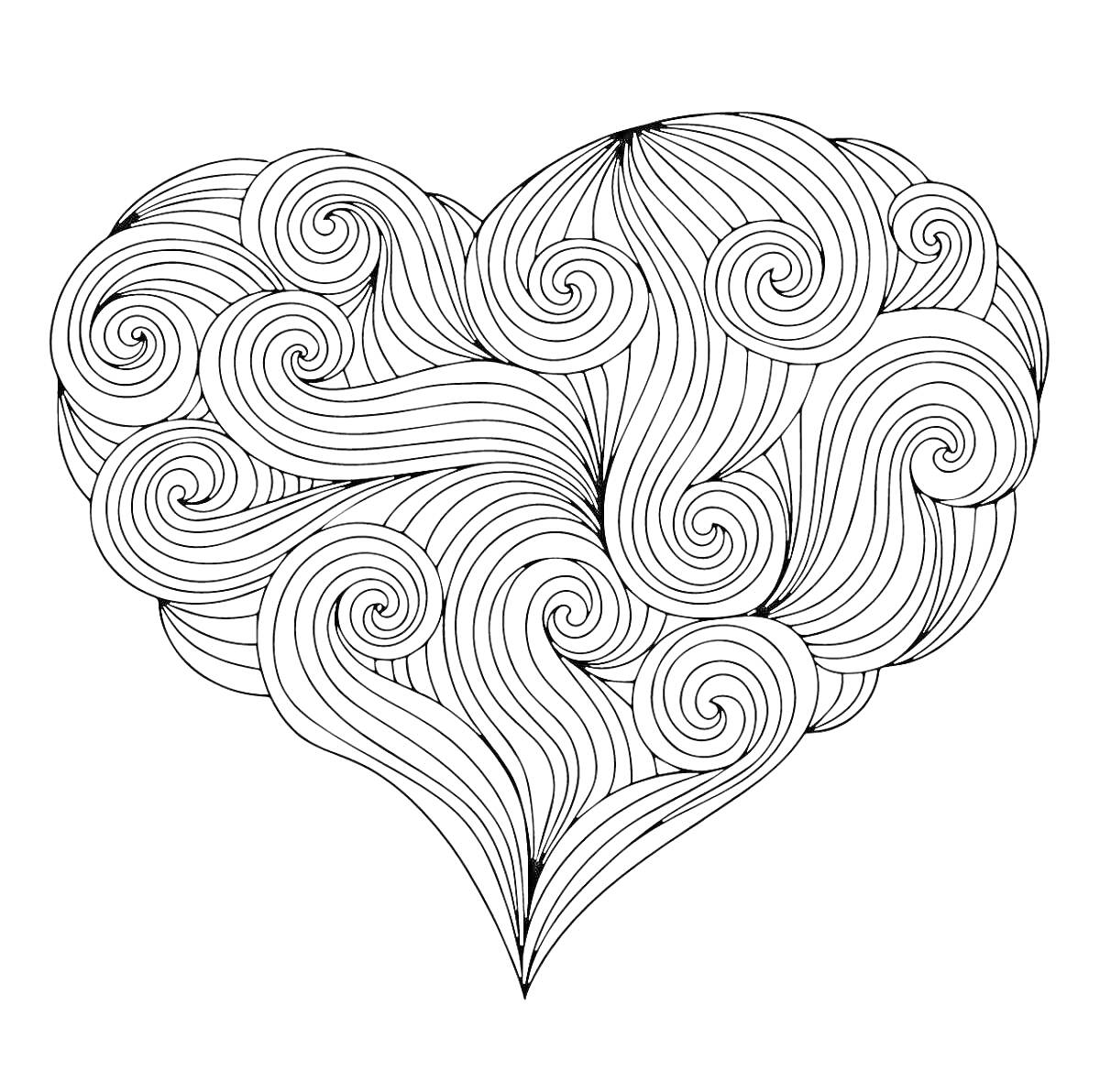 На раскраске изображено: Завитки, Волнистые линии