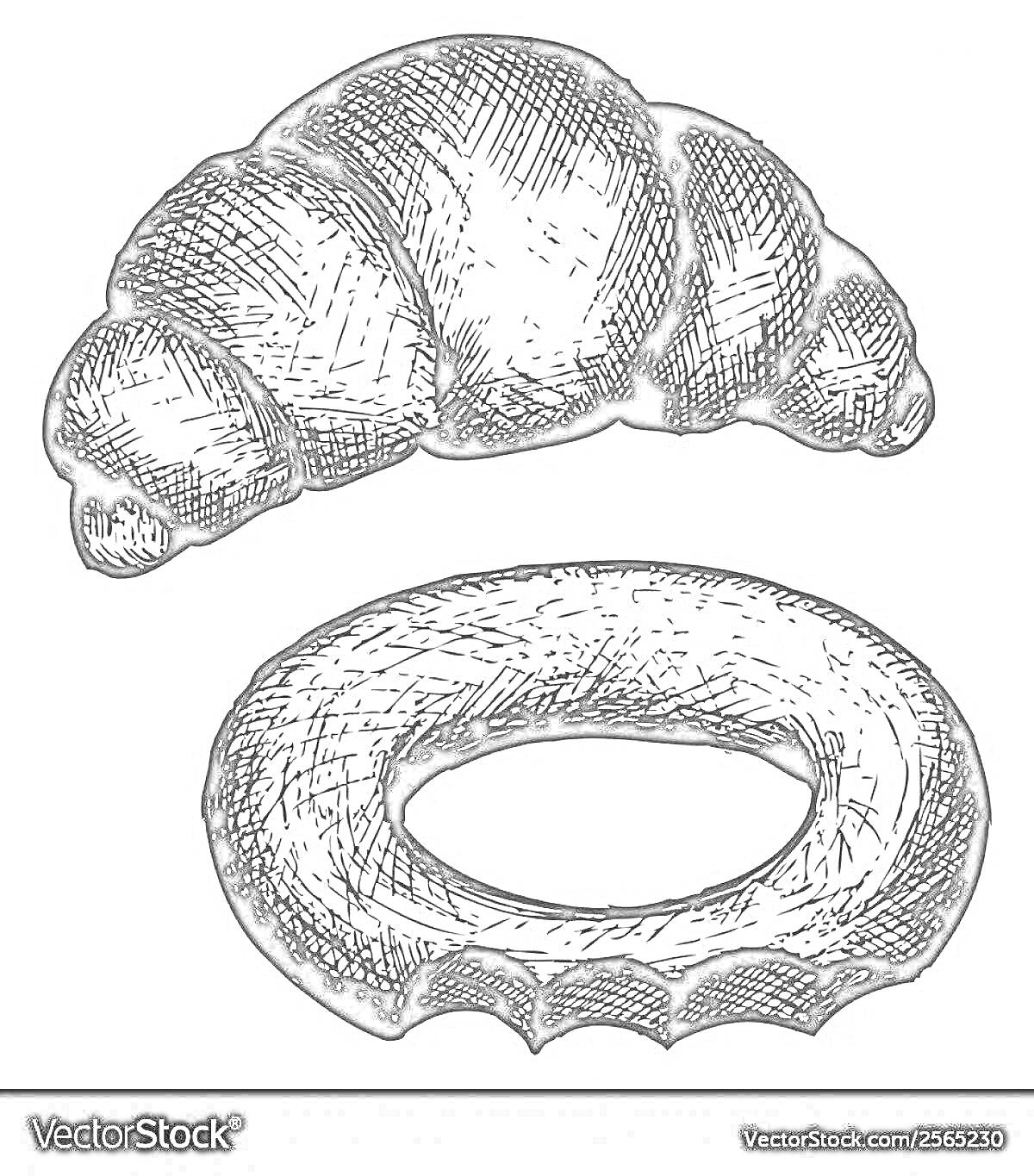 Раскраска Круассан и бублик