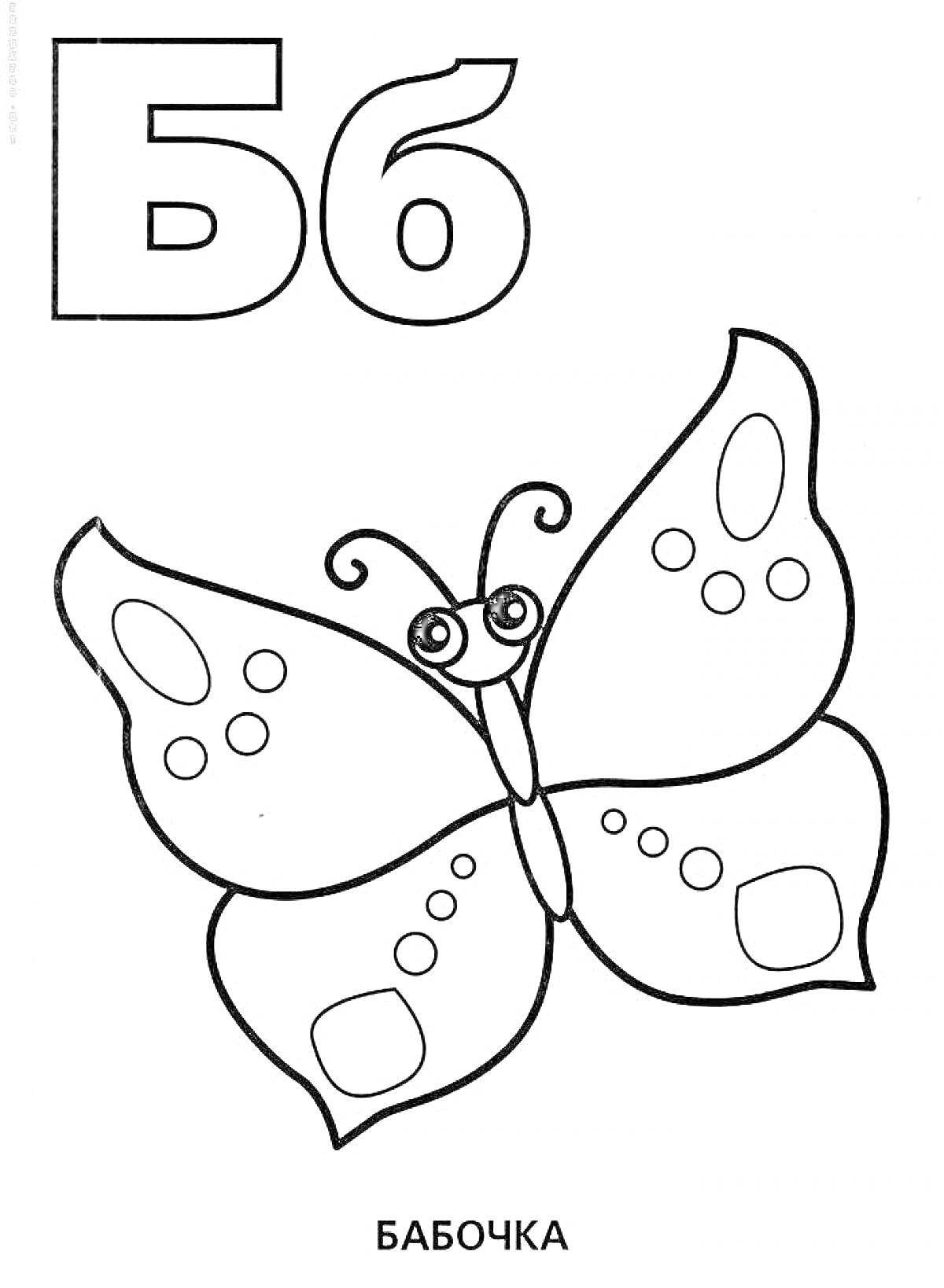 Раскраска Буква Б и бабочка