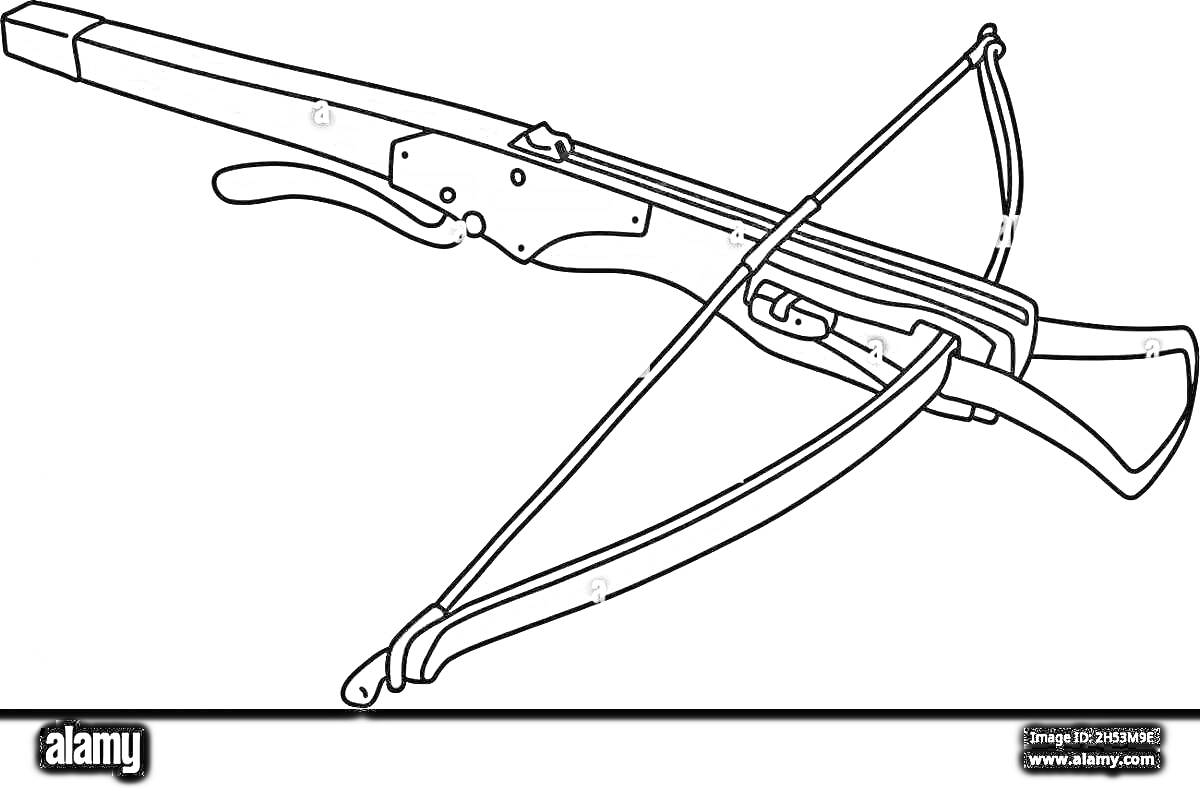 Раскраска Арбалет с рычагом натяжения и спусковым механизмом